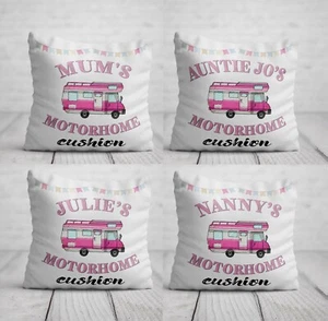 MOTORHOME CUSHION Her Personalised Birthday Gift Women Mum Christmas Nan Grandma - Picture 1 of 6