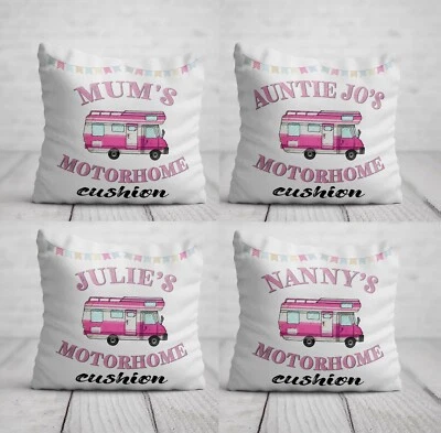 MOTORHOME CUSHION Her Personalised Birthday Gift Women Mum Christmas Nan Grandma - Image 1 of 4
