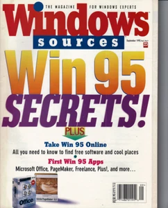 Windows Sources Magazine September 1995 Win 95 Secrets Near Mint - Picture 1 of 2