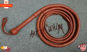 10 Feet 12 Plait Professional Bullwhip Top Grain Cowhide Tan Leather Custom Whip - Picture 1 of 9