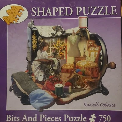 Bits and Pieces Shaped Jigsaw Puzzle; A Stitch in Time, Russell Cobane; 750 pcs - Image 1 of 2