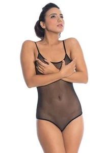 Women Bodysuit Sleeveless Body suit Leotard Black mesh lingerie Bodie UK size - Picture 1 of 9