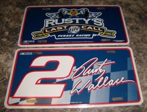 RUSTY WALLACE embossed license plate lot of 2 LAST CALL Miller Lite PENSKE NOS - Picture 1 of 1