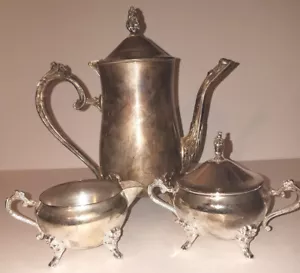 4 Piece Silverplated Teapot Creamer Lidded Sugar Bowl Studio Silversmiths - Picture 1 of 12