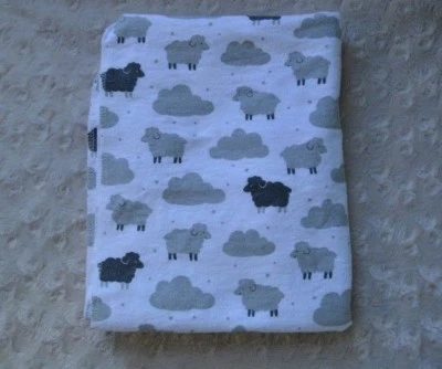 Carter's Sheep Lamb Baby Blanket White Gray Flannel Receiving Cloud Star Dot - Image 1 of 4