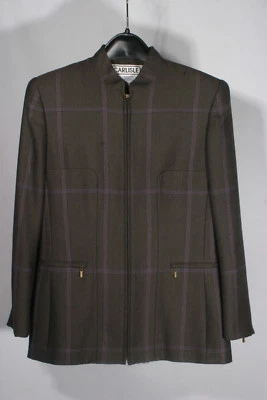 Carlisle Jacket Lined Womens Sz 6 Brown Black Purple 100% Wool Zip Missing Pull - Image 1 of 4