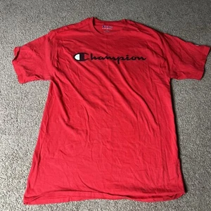 Men’s Size Medium Red Champion Authentic Athletic Wear Logo T-Shirt - Picture 1 of 4