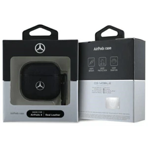Mercedes Airpods 4 Hülle Case Cover Genuine Leather Electronic Line Schwarz - Bild 1 von 3