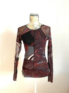Seltenes durchsichtiges Netzoberteil Jean Paul Gaultier abstrakt geometrisch Paisley Größe L - Bild 1 von 12