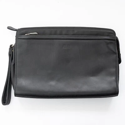 Bolso sin asas de cuero BALENCIAGA con logotipo negro auténtico de JAPÓN Foto 1 de 4