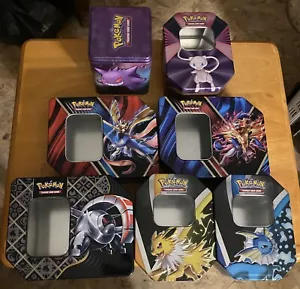 Pokemon TCG Lot of 7 Empty Storage Tins - Scarlet & Violet, Sword & Shield, etc. - Picture 1 of 3