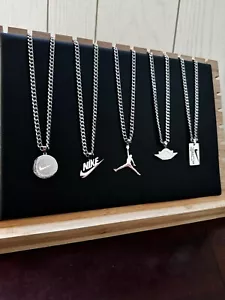 Nike & Jordan Necklaces - Silver Plated Stainless Steel - 5mm Cuban - 22" Chain - Picture 1 of 4