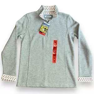NEW Orvis Ribbed Pullover Sweater Flip Cuff Womens Sz Medium Gray 1/4 1/2 Zip - Picture 1 of 9