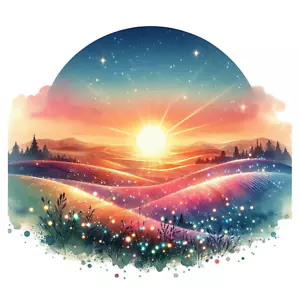Wandtattoo Aufkleber Aquarell Landschaft Wandaufkleber 18X18cm Groß - Bild 1 von 1
