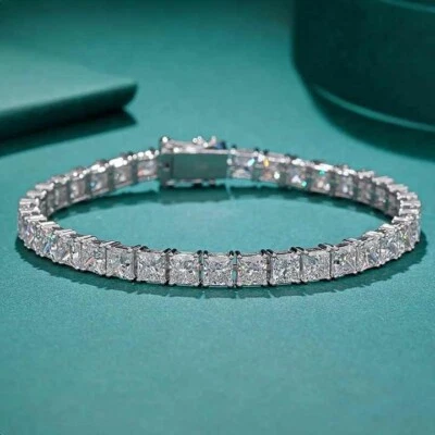 10.00Ct Lab Grown Princess Cut Diamond Tennis Bracelet 950 Platinum D-F/VS - Image 1 of 4