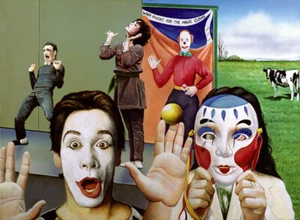Clown MIME MASK Painting 20x27 Giclee Art Canvas **SALE - Picture 1 of 1