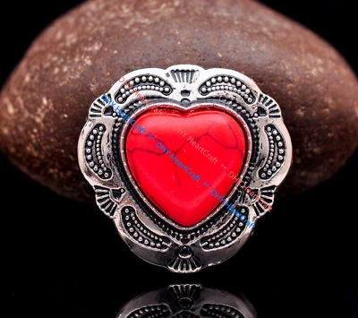 10X 1-1/8" Beauty Flower Pattern Love Heart Turquoise Belt Leathercraft Concho  - Image 1 of 4