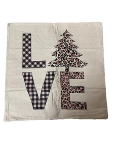 Christmas Merry  Chrsitmas Love Pillow Cover Case Holiday Decor 17" x 17" - Picture 1 of 2