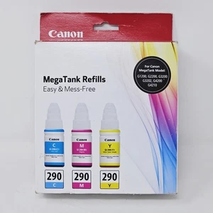 Canon GI-290 Mega Tank Refills Ink Bottles Cyan Magenta & Yellow Pixma Megatank - Picture 1 of 6