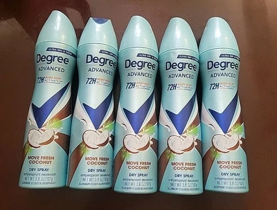 (5) Degree Advanced Dry Spray Move Fresh Coconut 3.8oz ~EXP: 10/26 - Image 1 of 3