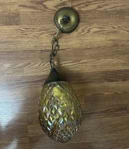 Vintage Mid-century John Virden glass hanging pendant light Works great conditio - Picture 1 of 5