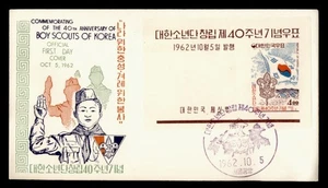 DR WHO 1962 KOREA FDC BOY SCOUTS ANIV CACHET IMPERF S/S M38870 - Picture 1 of 2