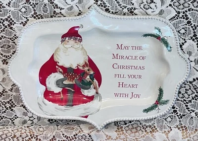 Mud Pie Santa Miracle of Christmas Dish扇贝边缘 — 第 1/2 张图片