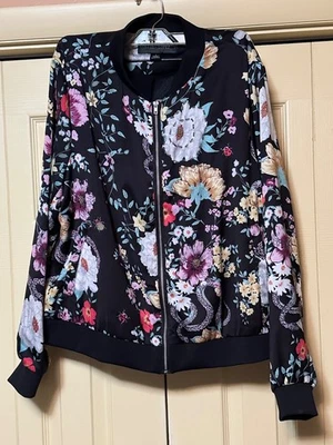 COLLEEN LOPEZ FLORAL BOMBER BEADED JACKET COAT WOMEN'S SIZE LARGE L HSN DESIGNER - Image 1 of 4