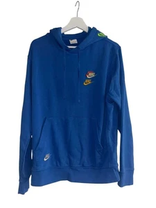 Nike Blue Multi Stacked Logo Fleece Pullover Hoodie (Size M) - Picture 1 of 4