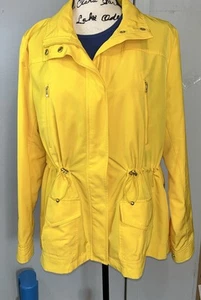 Crown & Ivy Mujer Talla XL Amarillo Impermeable Chaqueta Cremallera Ajustable Cintura Bolsillos - Imagen 1 de 12