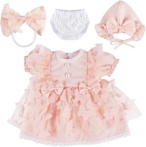 Set di vestiti per bambole Reborn 4 pezzi per babydoll da 17-22 pollici, vestito per bambole con fiocco rosa - Foto 1 di 2