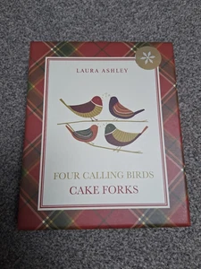 Laura Ashley Four Calling Birds Cake Forks - Picture 1 of 2