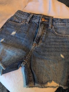 Girls Old Navy Denim High Rise Cut-Off Shorts Size 8 Adjustable Waistband - Picture 1 of 2