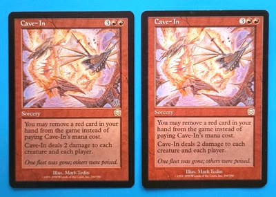 Magic the Gathering MTG Mercadian Masques CAVE-IN X 2 ( VLP/EX & 1 w tiny bend) - Image 1 of 4