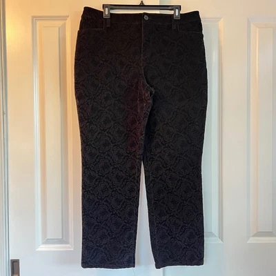Talbots Heritage Dark Academia Black Velvet Damask Pants Trousers Size 14 - Image 1 of 4