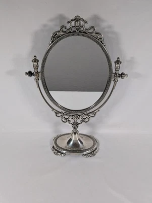 Italian Die-Cast Brass Table Mirror in Silver Finish & Swing Design - 15 Inch - Image 1 of 4