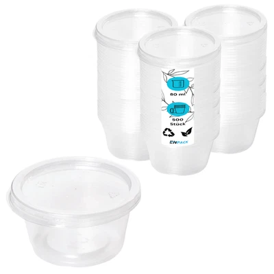 Enpack Dressingbecher mit Deckel 80ml aus PP 500 Stück für Dressings,Soßen  - Bild 1 von 4