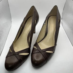Ann Taylor decolte da donna in pelle rettile goffrato tacco marrone, 8,5 BELLE! - Foto 1 di 12