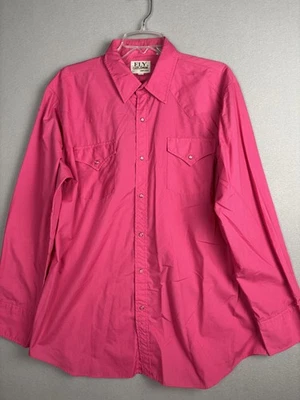 Camisa Ely Cattleman Para Hombres 17 35 Rosa Perla Occidental A Presión Manga Larga Vaquero Rodeo Foto 1 de 4