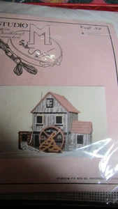 Vintage MILL BY THE STREAM Plastic Canvas TISSUE BOX COVER Kit - 1980's - Picture 1 of 2