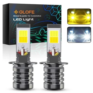 Strobe Flash H3 LED Fog Light Bulbs Conversion Kit 2400LM 8000K White & Yellow - Picture 1 of 7