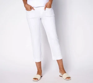 Belle by Kim Gravel Petite Ponte Wide Hem Resort Crop Pants - White - Petite 10 - Bild 1 von 3