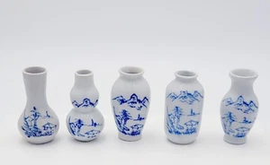 Antique Blue And White Chinese 2.5" Vase Lot Of 5 - Picture 1 of 11