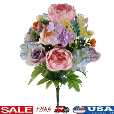 Искусственная бабочка букет крытый открытый смешанные цветы сад декор дань - Изображение 1 из 4