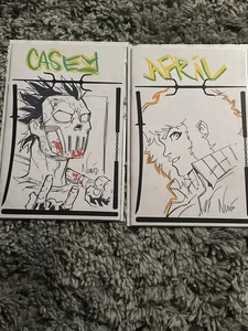 Passende Casey Jones und April Tmnt Skizzen signiert von Eddie Nunez Echtheitszertifikat - Bild 1 von 4
