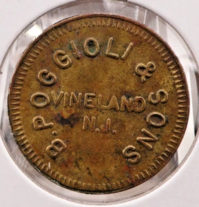 Vineland, New Jersey "B.Poggioli & Sons" G/F 1¢ 19mm Trade Token SP4518 - Bild 1 von 2