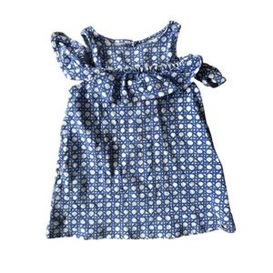 Vineyard vines ruffle tank dress blue lattice pattern size 4t - Picture 1 of 4