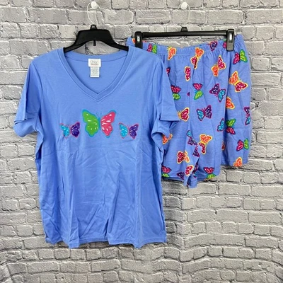 Только необходимости женщин плюс размер 1 X пижамы бабочка v-образным вырезом 2 шт короткий новый - Изображение 1 из 4