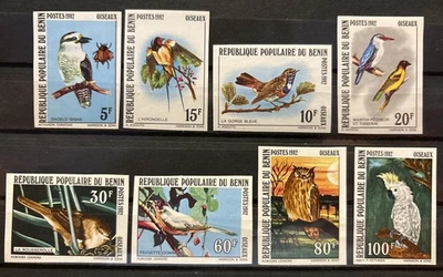 Benin,birds "Imperf"S.C.#525-32 S.C.V.$32+ MNH,Compl. set of 8 as issued in 1982 - Image 1 of 2