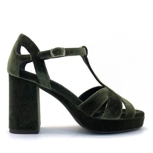 Sandalias de tacón de terciopelo verde Esska para mujer - Imagen 1 de 12